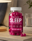 Riva Sleep Gummies from three angles with Supplement Facts