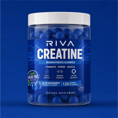 Riva Creatine Gummies, blue raspberry, 120 gummies