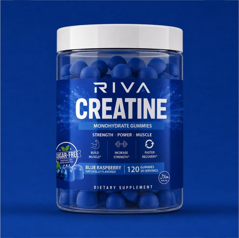 Riva Creatine Gummies, blue raspberry, 120 gummies