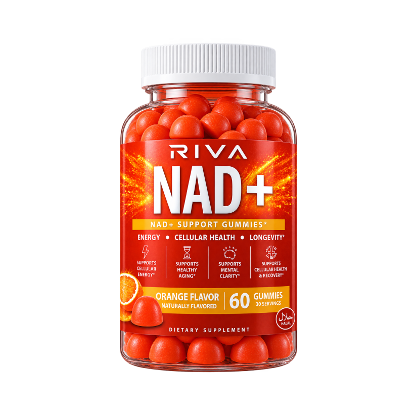 Riva NAD+ Gummies bottle on a transparent background