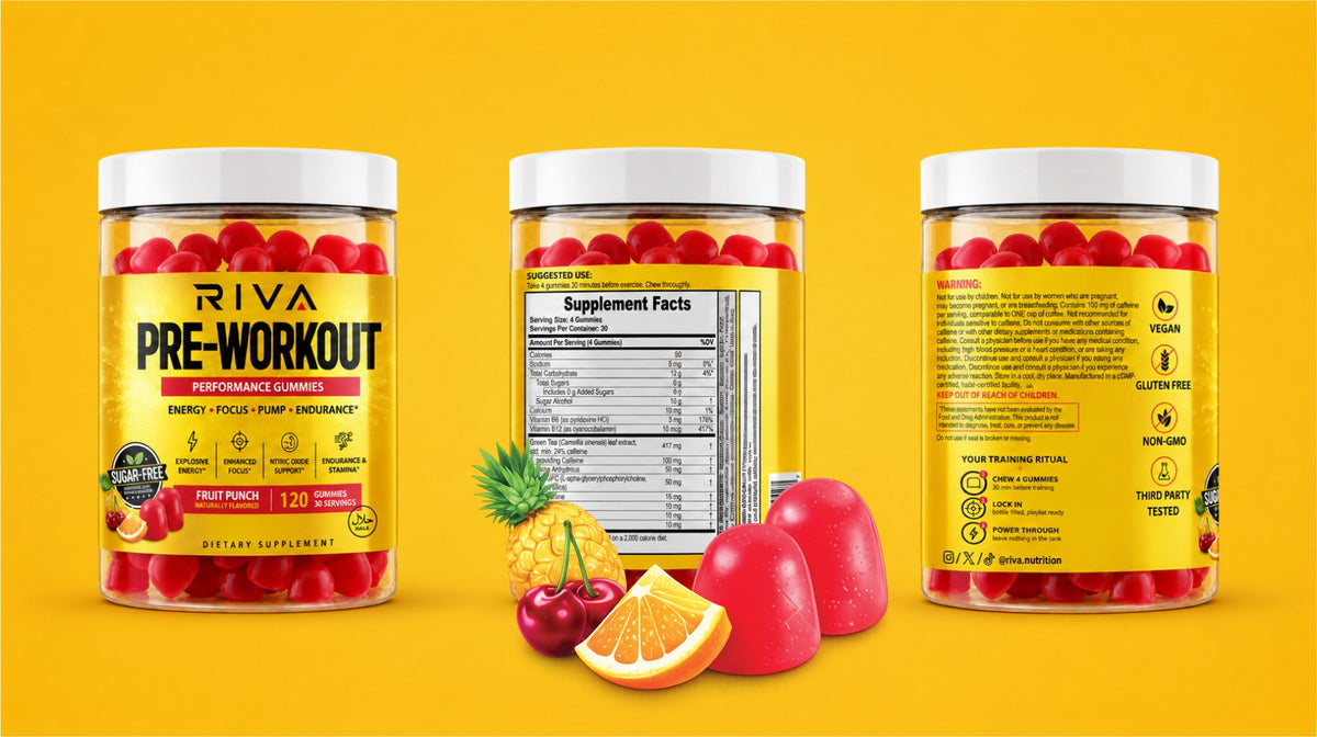 Riva Pre-Workout Gummies in a gym setting