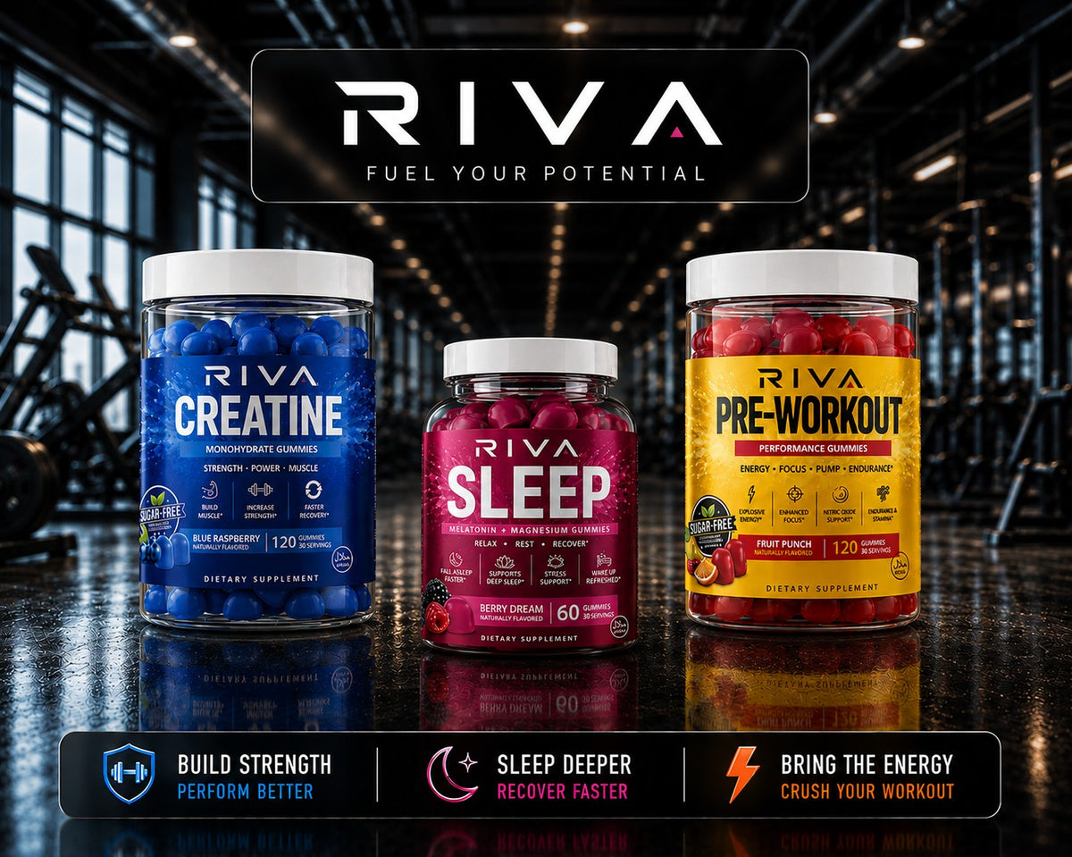 Riva Creatine, Sleep and Pre-Workout gummies together