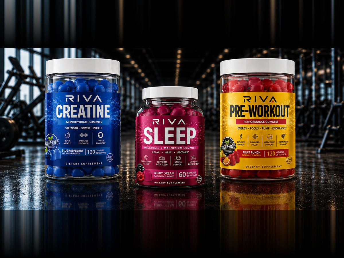 Riva Creatine, Sleep and Pre-Workout gummies together